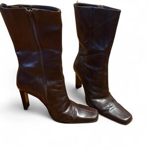 Vintage Y2K diba chocolate brown leather square toe boots 9.5